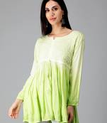 Green embroidered rayon short-kurtis