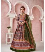 Everywhere Designer Mahendi Dola silk Gown With Dupatta