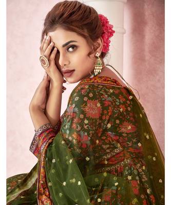 Everywhere Designer Mahendi Dola silk Gown With Dupatta 2