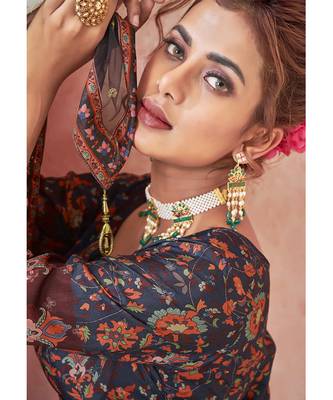 Everywhere Designer Navy Blue Dola silk Gown With Dupatta 2