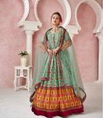 Everywhere Designer Green Dola silk Gown With Dupatta