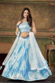 Wedding Designer Sky Nylon georgette Lehenga Choli