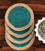 Ar Antique Rugs Round Braided Jute Placemats 30 cm - Dining Table, Bed Side/Centre Table/Shelves Pack of 6