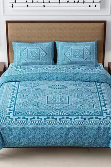 Cotton Printed King Size Double Bedsheet with 2 Pillow Covers Set