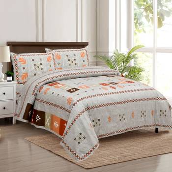 Cotton Printed King Size Double Bedsheet with 2 Pillow Covers Set 1