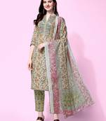 Green floral print cotton salwar