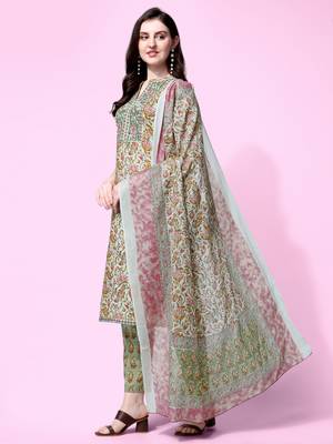 Green floral print cotton salwar 2