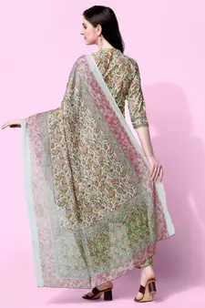 Green floral print cotton salwar