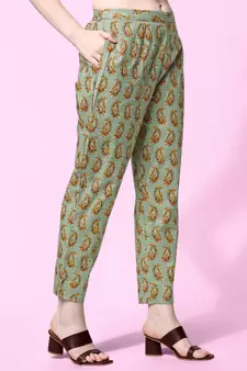 Green floral print cotton salwar