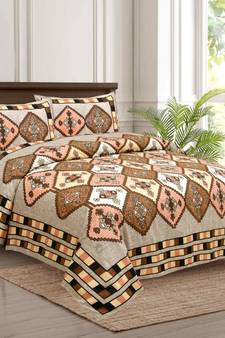 Cotton Printed King Size Double Bedsheet with 2 Pillow Covers Set