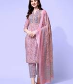 Pink floral print cotton salwar