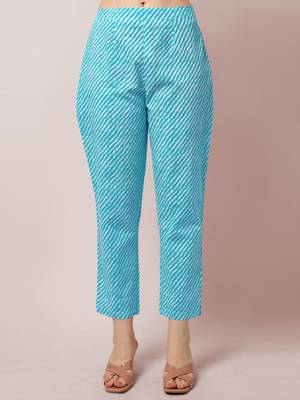 Turquoise floral print cotton salwar 4