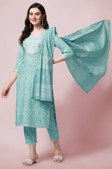 Green bandhej rayon salwar