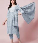 Grey bandhej rayon salwar