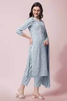 Grey bandhej rayon salwar