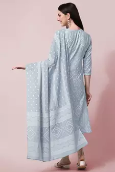 Grey bandhej rayon salwar