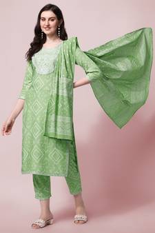 Green bandhej rayon salwar