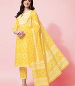 Yellow bandhej rayon salwar