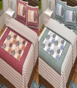 Combo Pack of 2 Jaipuri Leaf Print Cotton Double Bedsheets With 4 Pillow Covers