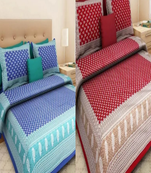 Combo Pack of 2 Jaipuri Booti Print Cotton Double Bedsheets With 4 Pillow Covers