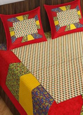 Combo Pack of 2 Jaipuri Printed Cotton Double Bedsheets With 4 Pillow Covers 3