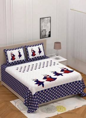 Combo Pack of 2 Jaipuri Dandiya Print Cotton Double Bedsheets With 4 Pillow Covers 3