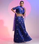 Blue Sequin Work Lehenga Set