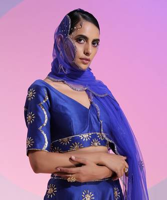 Blue Sequin Work Lehenga Set 2