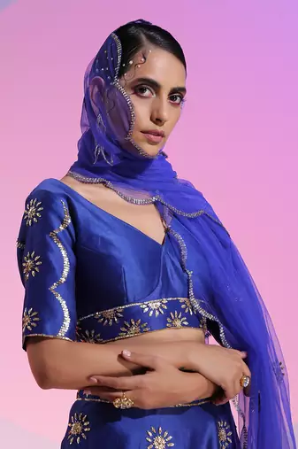 Blue Sequin Work Lehenga Set
