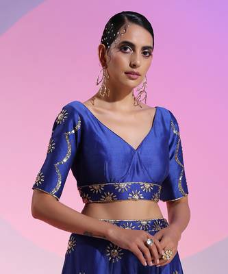 Blue Sequin Work Lehenga Set 3