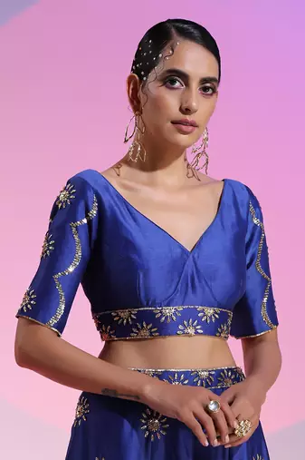 Blue Sequin Work Lehenga Set
