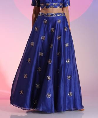 Blue Sequin Work Lehenga Set 4