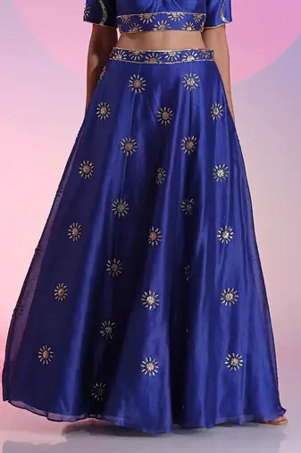Blue Sequin Work Lehenga Set