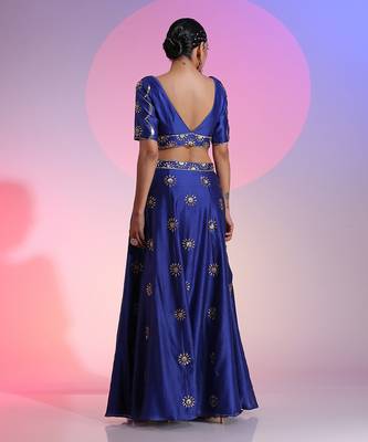 Blue Sequin Work Lehenga Set 5