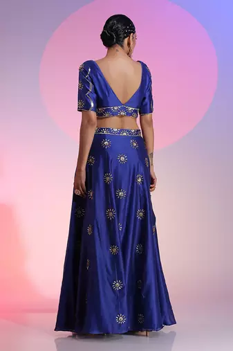 Blue Sequin Work Lehenga Set