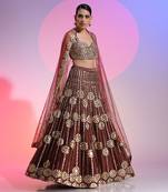 Maroon Gotta Sequin And Beadwork Lehenga Set