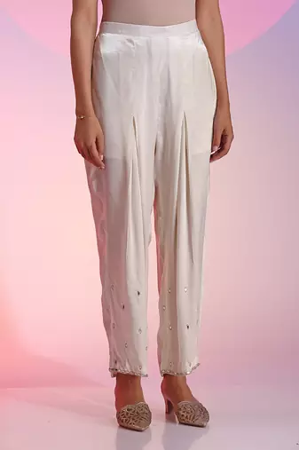 Ivory Mirror Work Short Kurta Ser