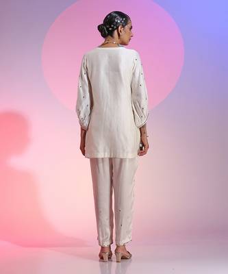 Ivory Mirror Work Short Kurta Ser 5