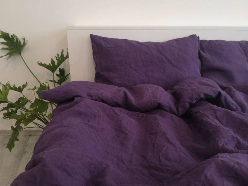 3 Pc pure cotton 200tc dark purple duvet cover bedding Set dark purple Bedding Set, Duvet purple comforter Set pillow