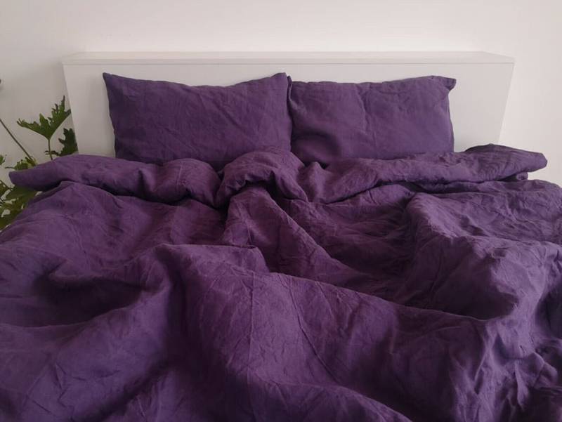 Pc pure cotton 200tc dark purple duvet cover bedding Set dark