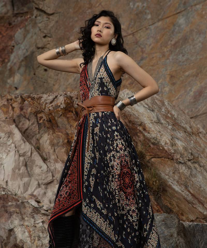 Ombre Poppy Scarf Maxidress