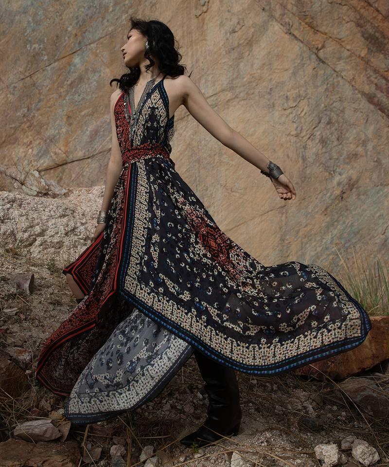 Ombre Poppy Scarf Maxidress