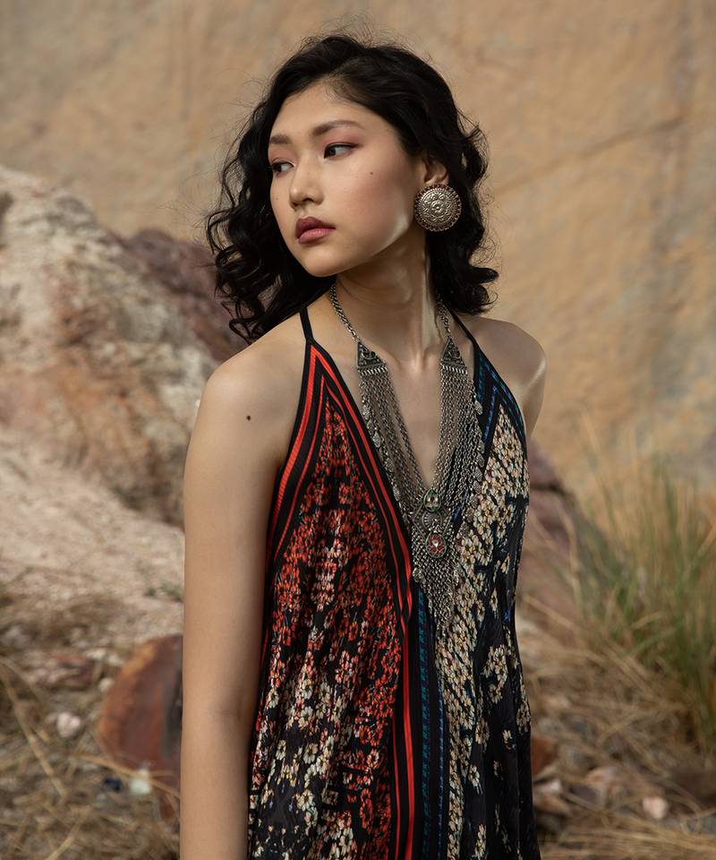 Ombre Poppy Scarf Maxidress