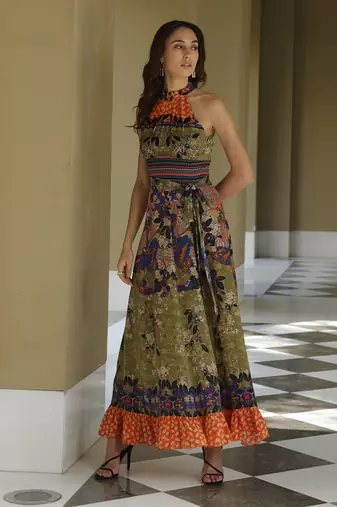 Paradise Forest Halter Maxi Dress