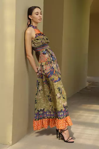 Paradise Forest Halter Maxi Dress