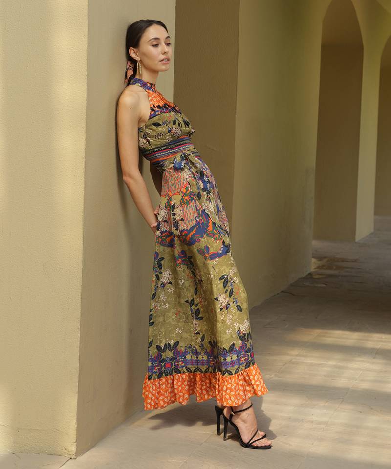 Paradise Forest Halter Maxi Dress