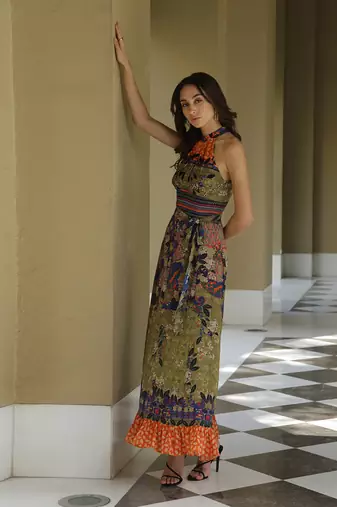 Paradise Forest Halter Maxi Dress