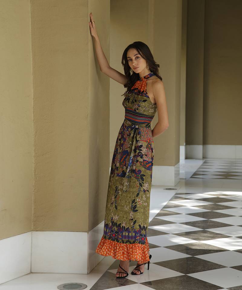 Paradise Forest Halter Maxi Dress