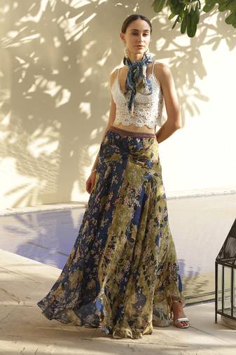 Multicolor printed viscose skirts