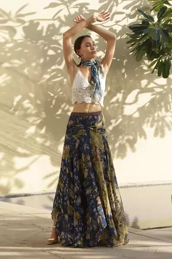 Multicolor printed viscose skirts